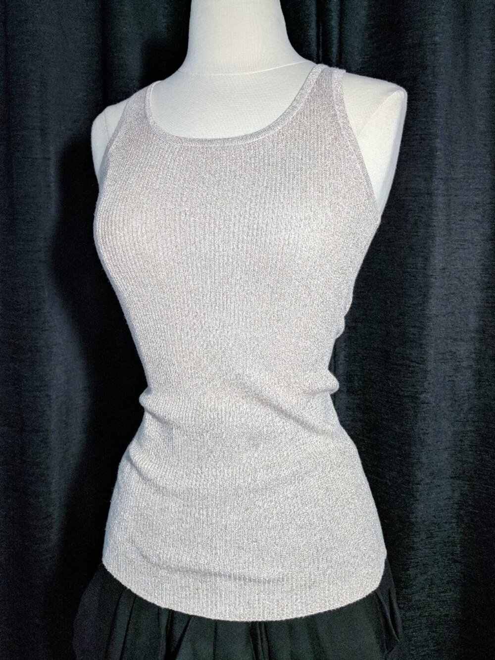 KAREN KANE Blush Pink Metallic Ribbed Knit Tank Top Size XS